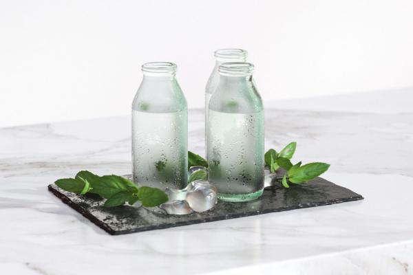 Bottles with mint water