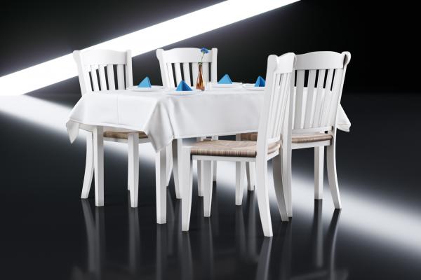 White dining table with chairs