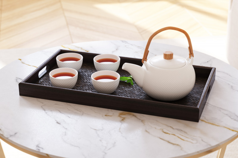 Oriental tea set on tray 3D model