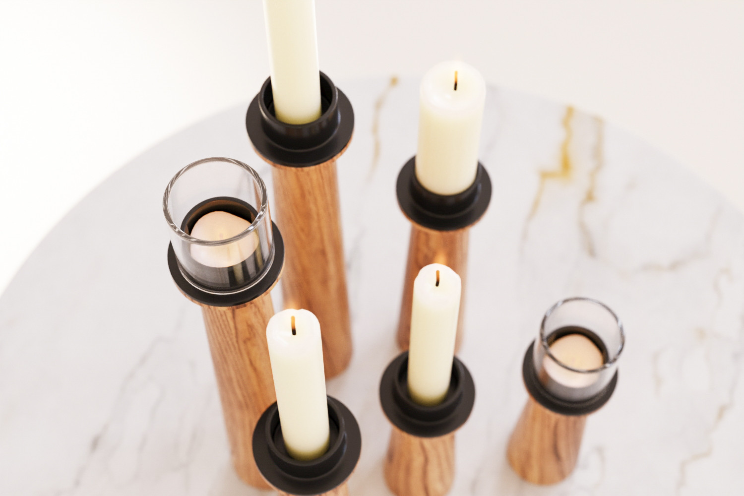 Wooden candle holders 3D model